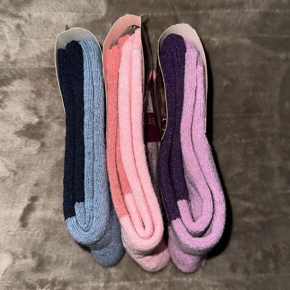 Faux Heat Trendz Ladies 3 Pair Lamb Wool Socks Blue Pink Lavender/Purple - Picture 8 of 9